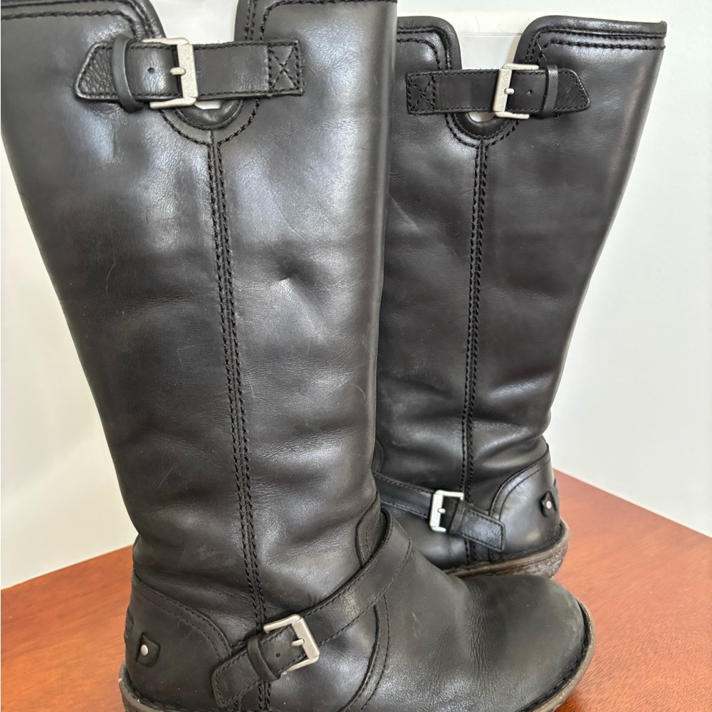Ugg Black Leather Boots - Picture 2 of 5
